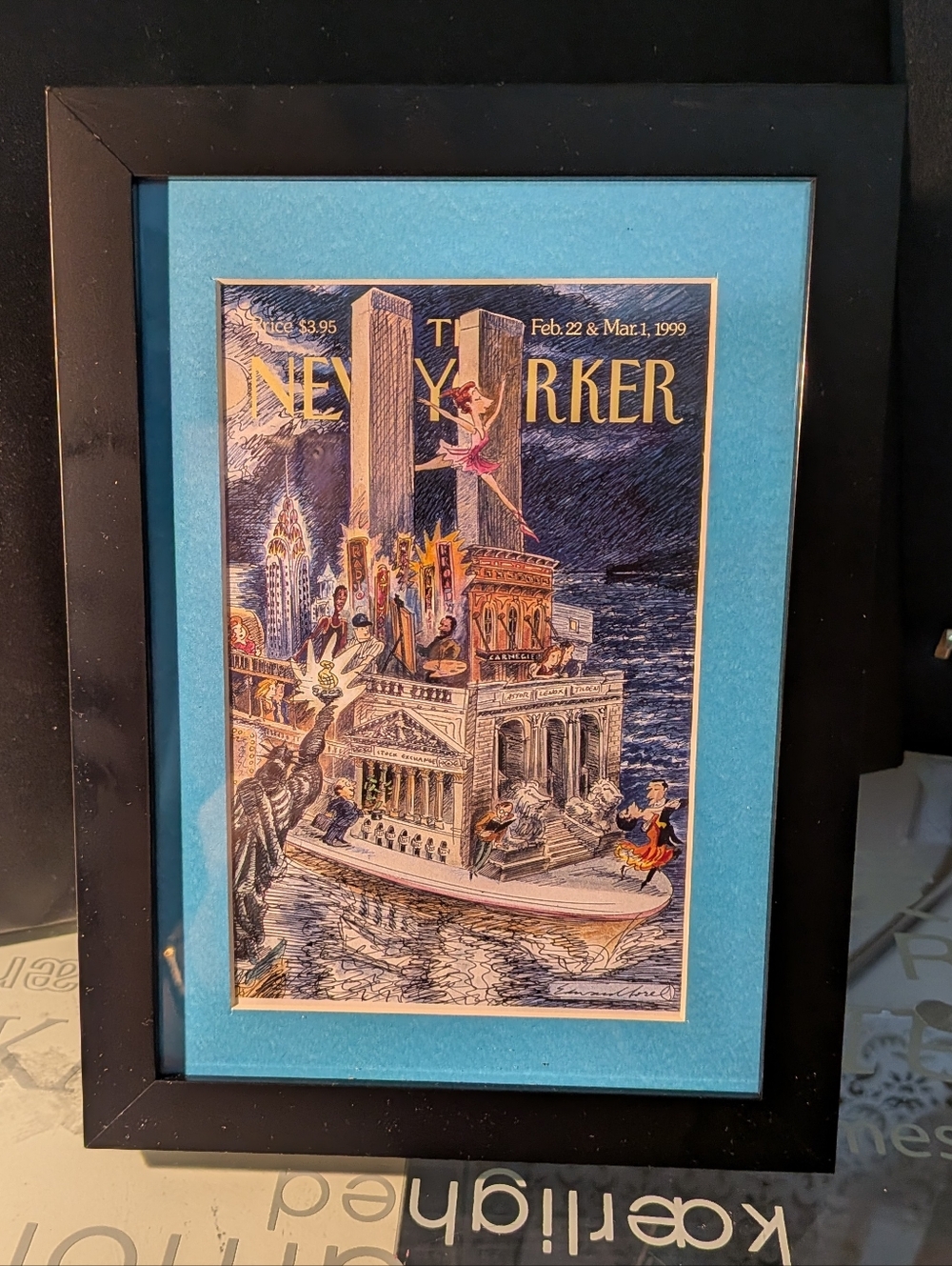 Framed New Yorker Cover Art - New Yorker Postcard Print Of Mar 1999 Cover